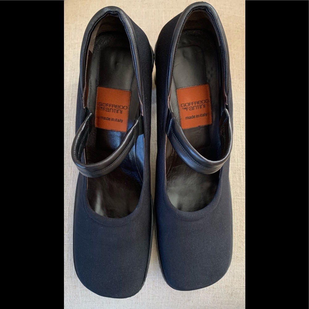 Goffredo Fantini Black Mary Janes Size 41 3” Heel $138 Retail EUC
